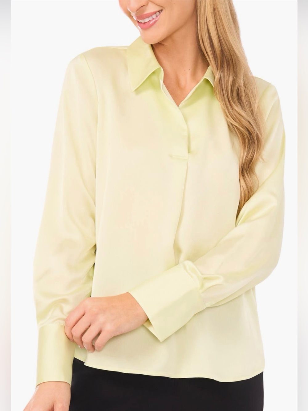 NWT halogen collared charmeuse popover top